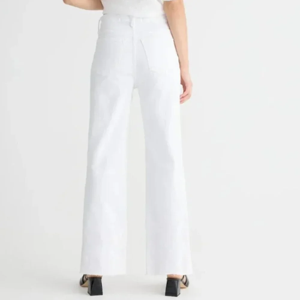 J.Crew Slim Wide Leg Jean White High Waisted Classic Stretch Denim Women 35 NWT - Picture 5 of 5